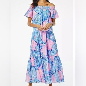 Rare Lilly Pulitzer Dezi off shoulder Maxi dress Sway with me size M